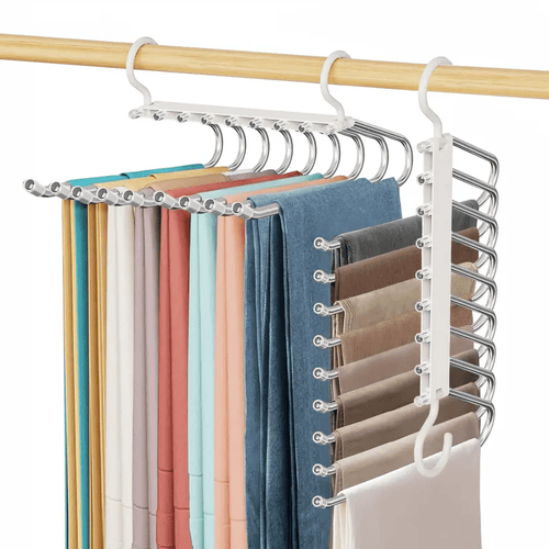 Multi-Functional Pants Hanger – 9-Tier Pant & Skirt Organizer – Fold-Free Closet Rack System