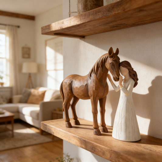 ⏰LAST DAY PROMOTION SAVE 50%🔥Girl Embraces Horses Figurine