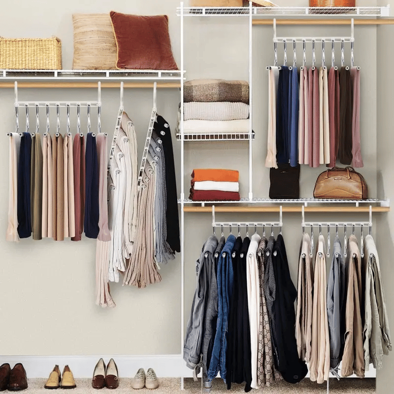 Multi-Functional Pants Hanger – 9-Tier Pant & Skirt Organizer – Fold-Free Closet Rack System