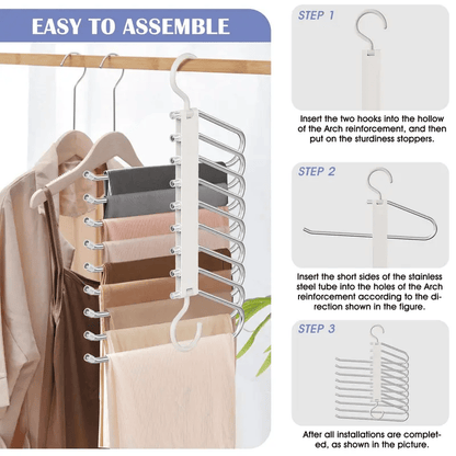Multi-Functional Pants Hanger – 9-Tier Pant & Skirt Organizer – Fold-Free Closet Rack System