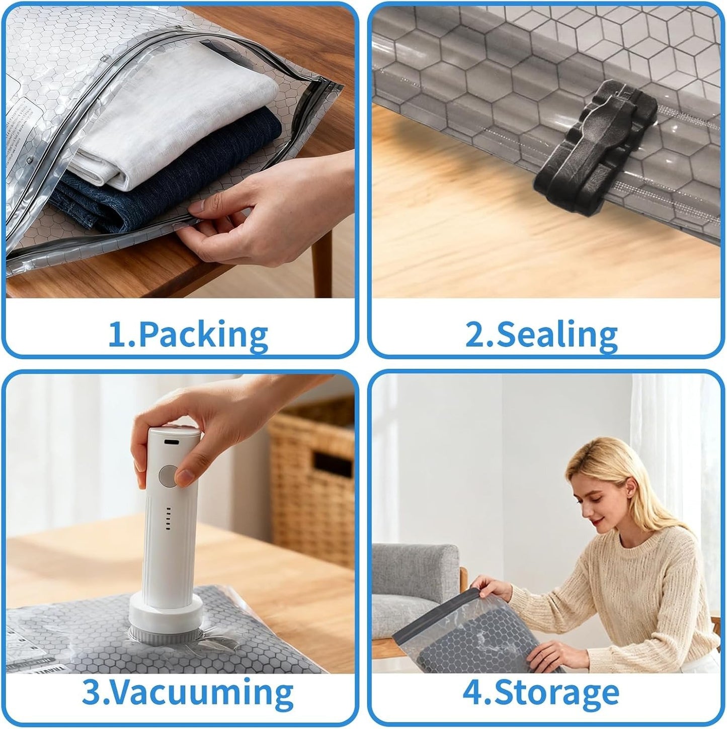 🔥Last Day 49% OFF-Rechargeable Vacuum Pump Travel Storage Bag Set