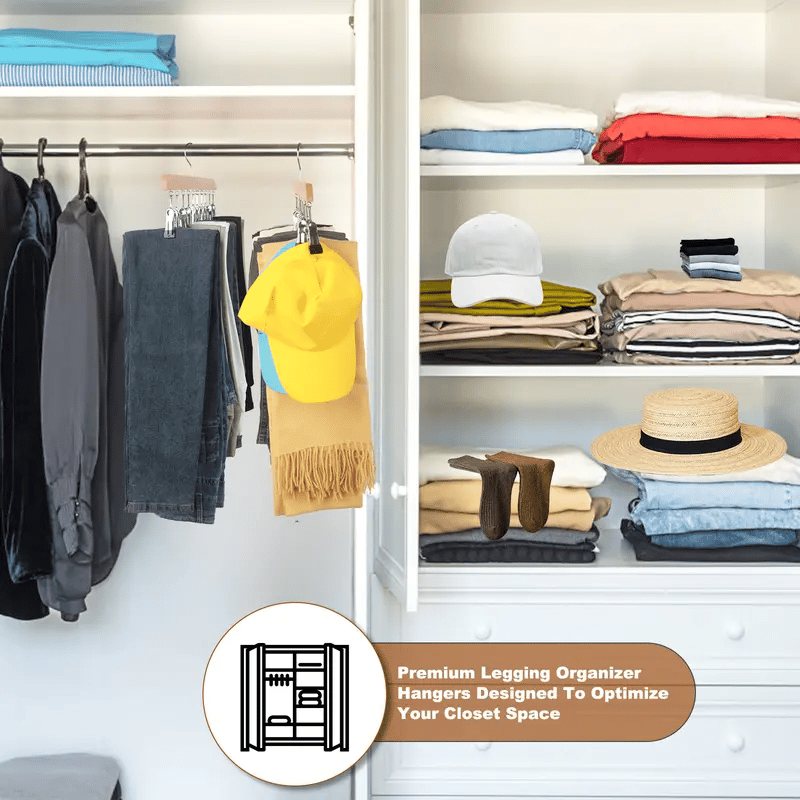 Closet Organizer with 10 Clips – 360° Swivel Space-Saving Hanging Organizer