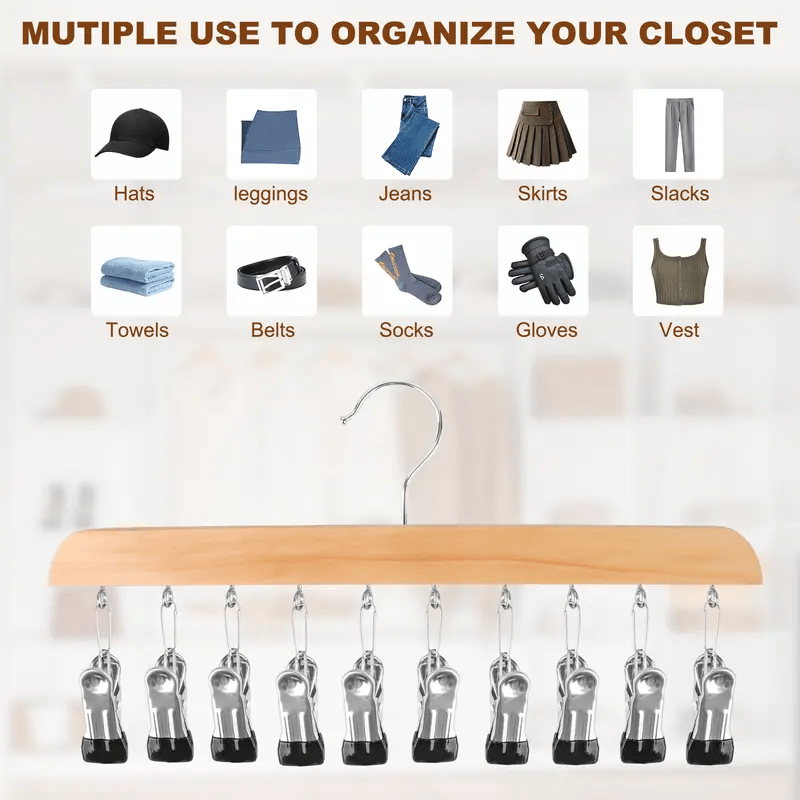 Closet Organizer with 10 Clips – 360° Swivel Space-Saving Hanging Organizer