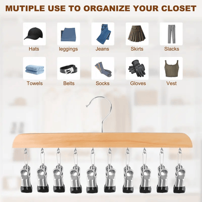 Closet Organizer with 10 Clips – 360° Swivel Space-Saving Hanging Organizer