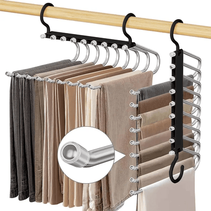 Multi-Functional Pants Hanger – 9-Tier Pant & Skirt Organizer – Fold-Free Closet Rack System