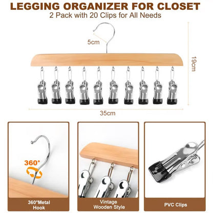Closet Organizer with 10 Clips – 360° Swivel Space-Saving Hanging Organizer