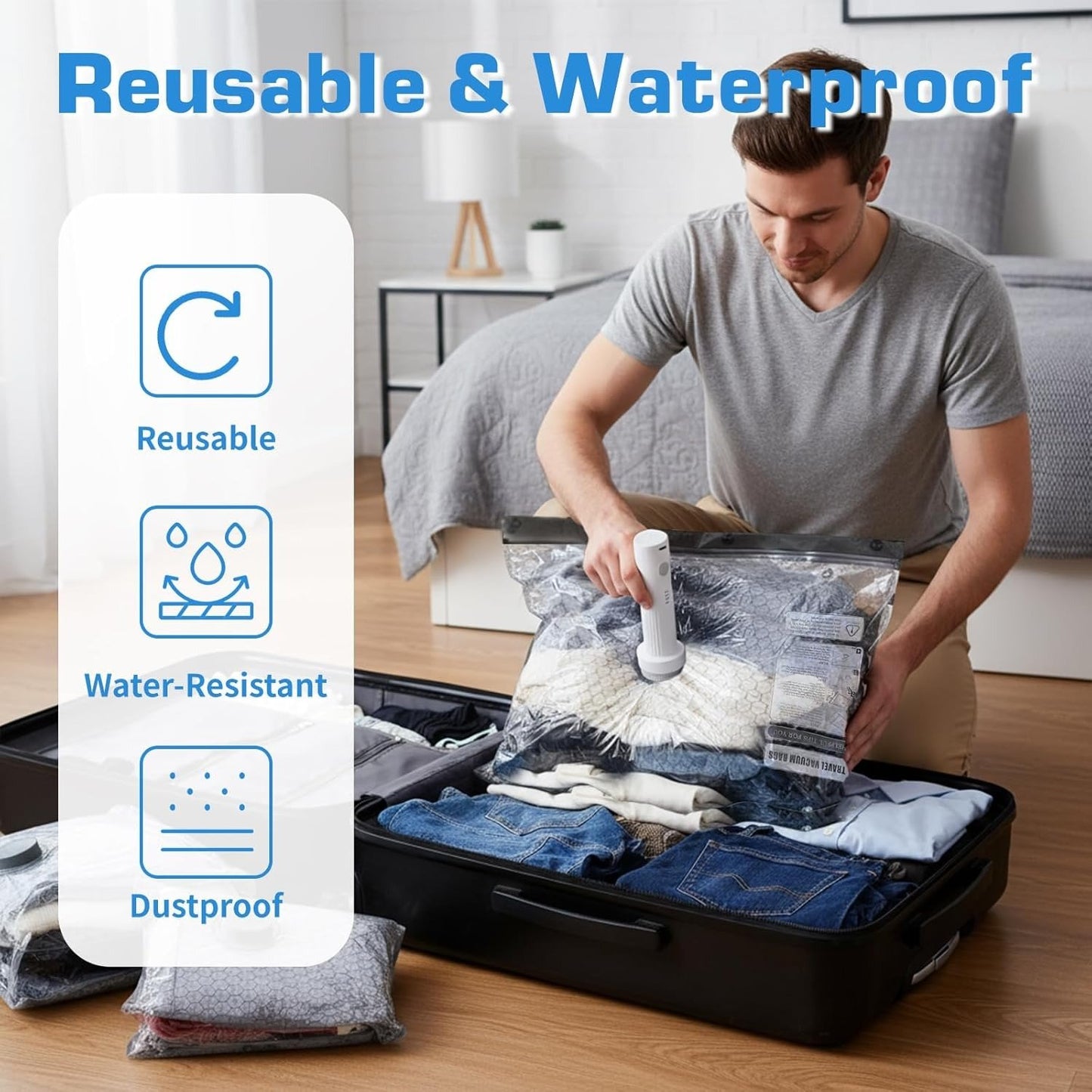 🔥Last Day 49% OFF-Rechargeable Vacuum Pump Travel Storage Bag Set