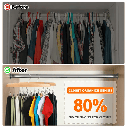Closet Organizer with 10 Clips – 360° Swivel Space-Saving Hanging Organizer