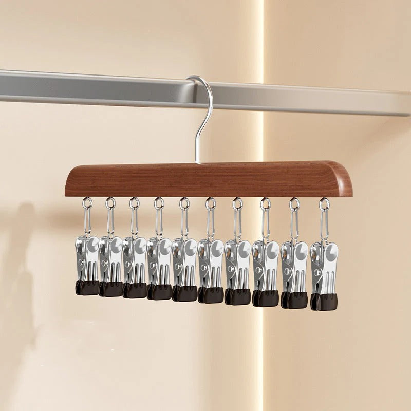 Closet Organizer with 10 Clips – 360° Swivel Space-Saving Hanging Organizer