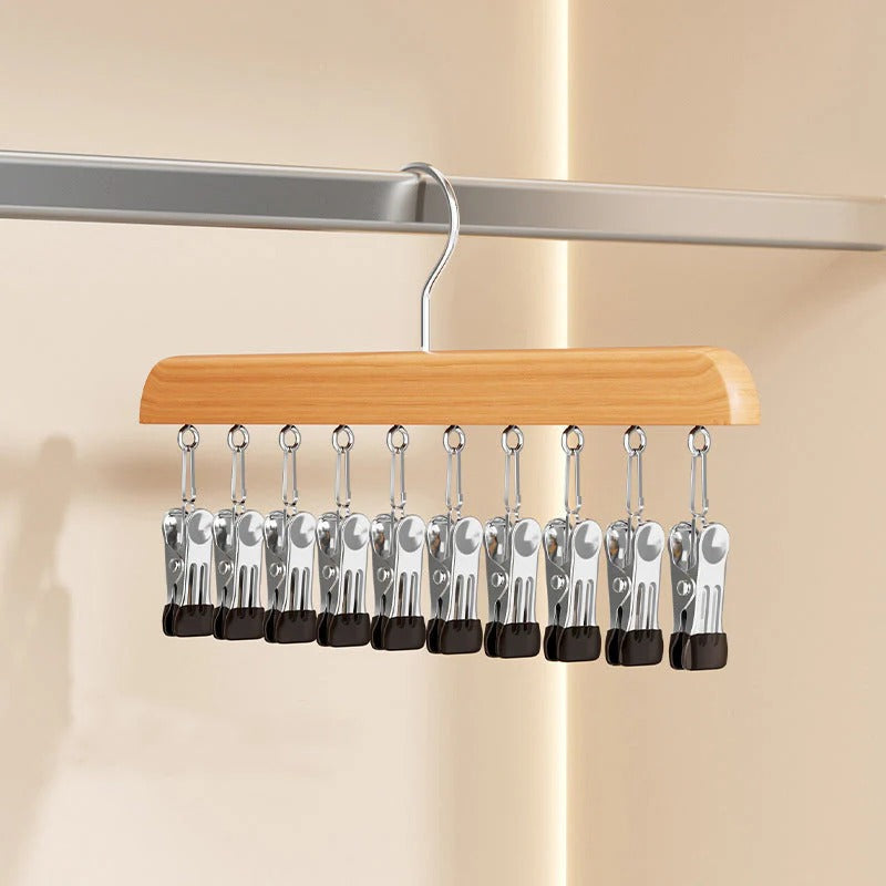 Closet Organizer with 10 Clips – 360° Swivel Space-Saving Hanging Organizer